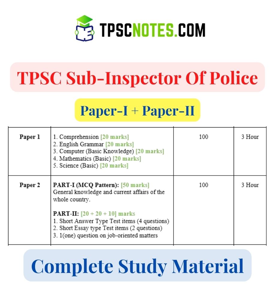 tpsc (tripura public service commission)-sub-inspector study materials